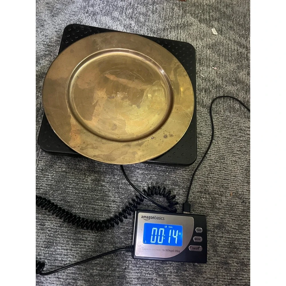 Vintage Solid Brass Charger Plate 12 Inch Made in India Decorative Tray Patina